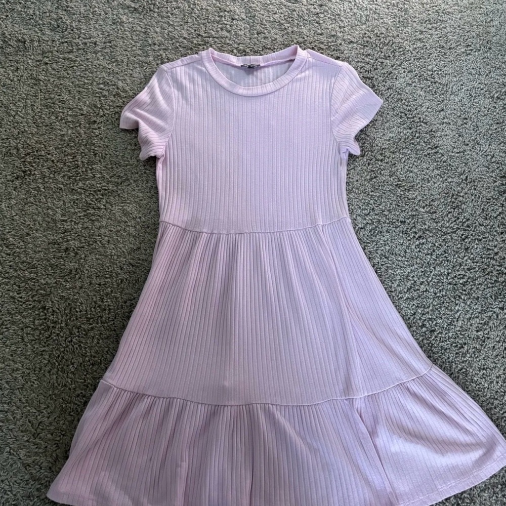 Lily Rose Light Lavender Ribbed Tiered Dress